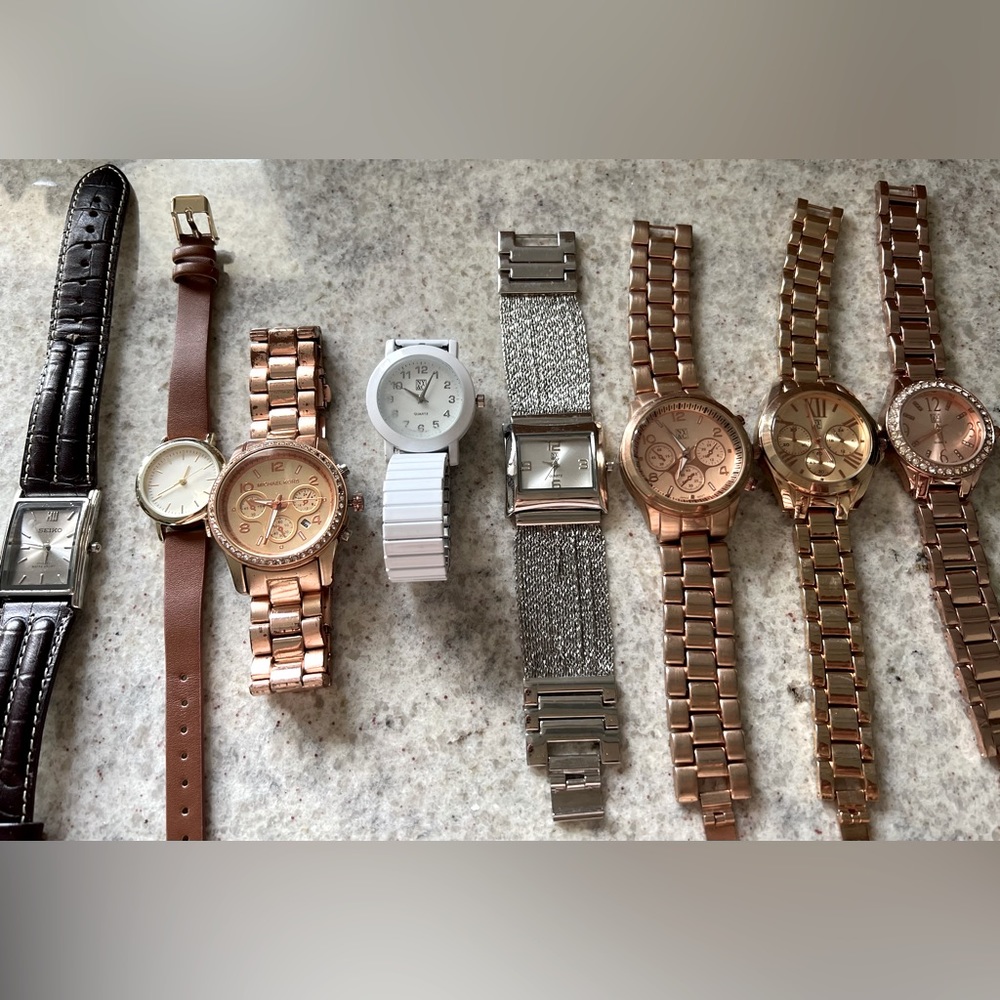 8 watches 4 NY&C 1 Michael Kors 1 Seiko 1 unbranded